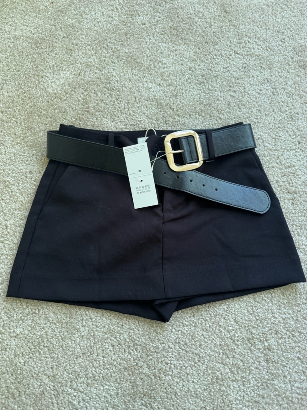 Zara Black Tailored High-Waist Shorts with Belt